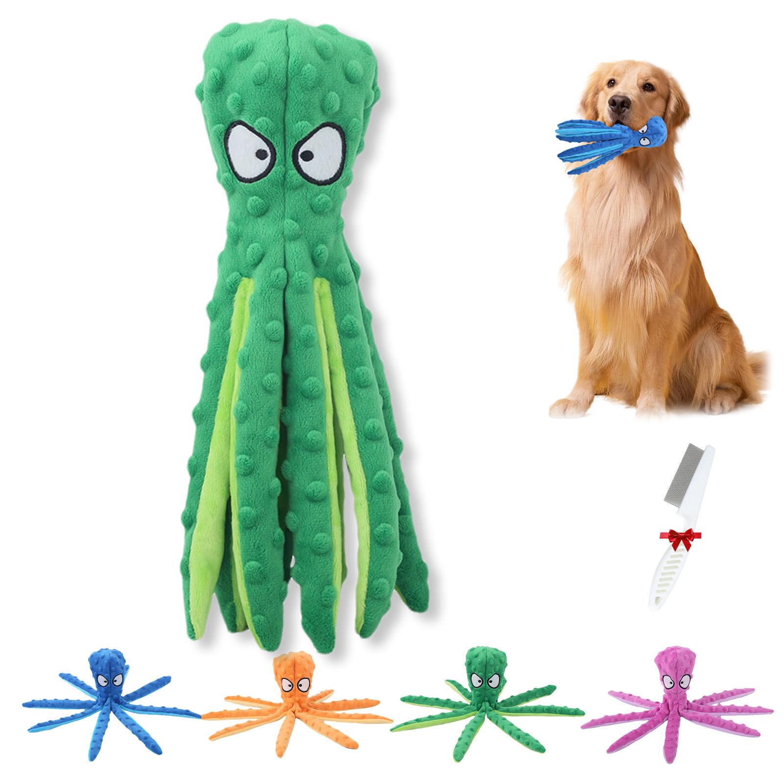 DianSCJ 2025 New Upgrade Interactive Chew Pet Toy No Stuffing Bite-Resistant Squeaky Perfect for Puppies, Small and Medium Dogs (1pc Green)