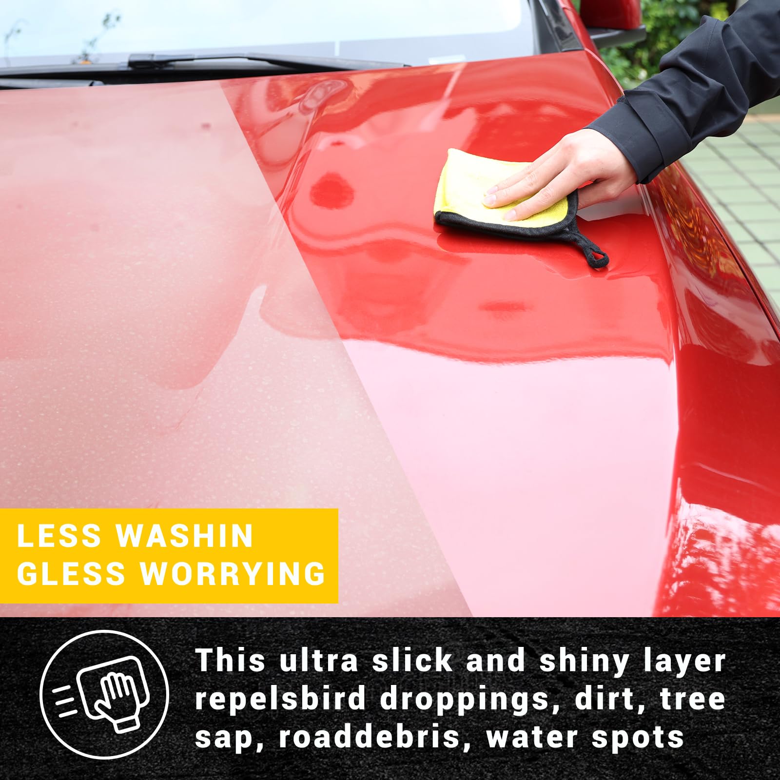 Kit de cera roja para coche, revestimiento universal de PVC nano-nivel, reparación de arañazos y alto brillo, fórmula de protección de pintura duradera, mejora la apariencia y el brillo