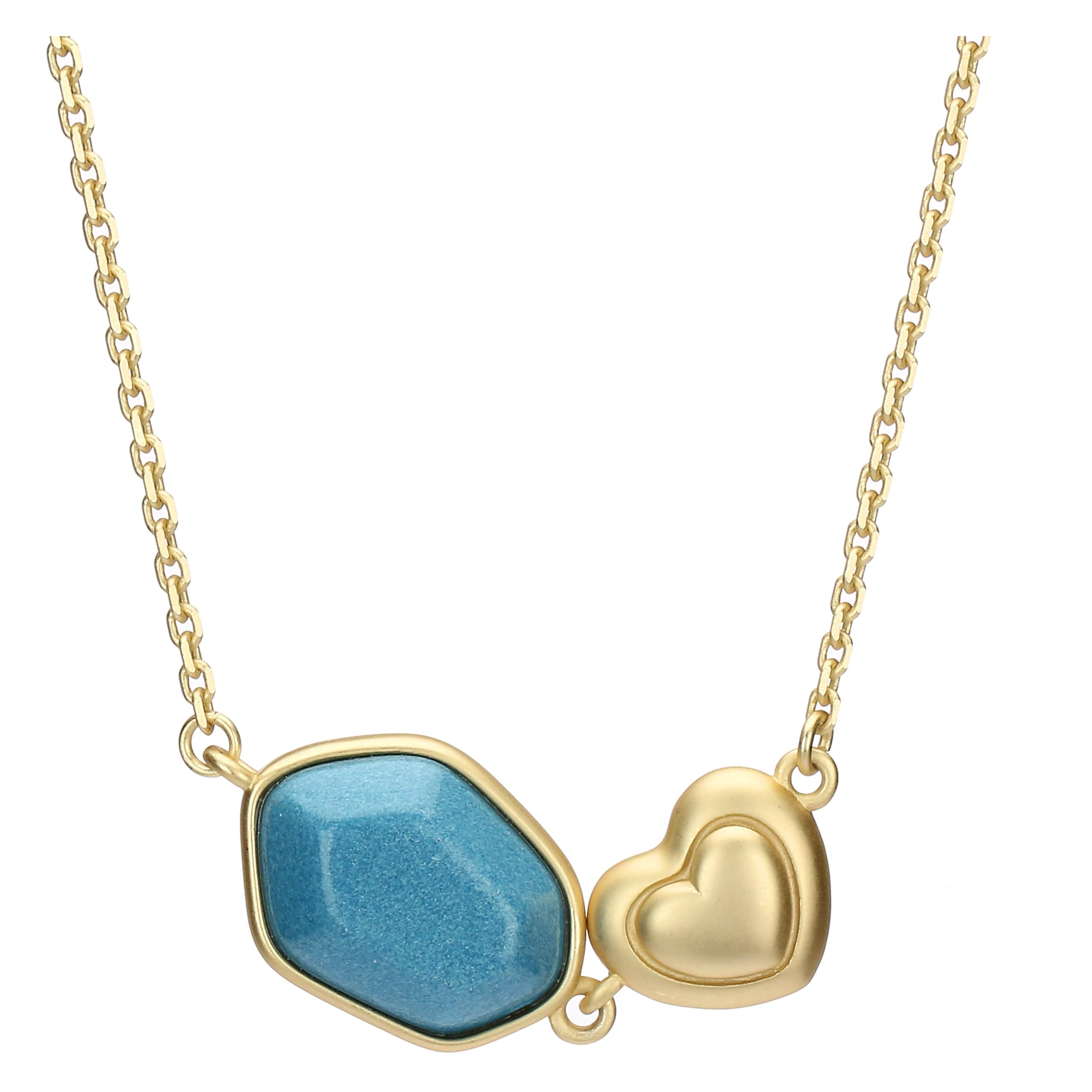 THUN - Collana con pietra in ceramica e cuore - ceramica, metallo - Collezione Dedicato a te - 40 + 5 cm
