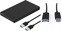 Vista 1 de SABRENT Carcasa de disco duro externo de aluminio SATA ultradelgada USB 3.0 a 2.5 pulgadas + cable de extensión USB 3.0 de 22 AWG de 3 pies