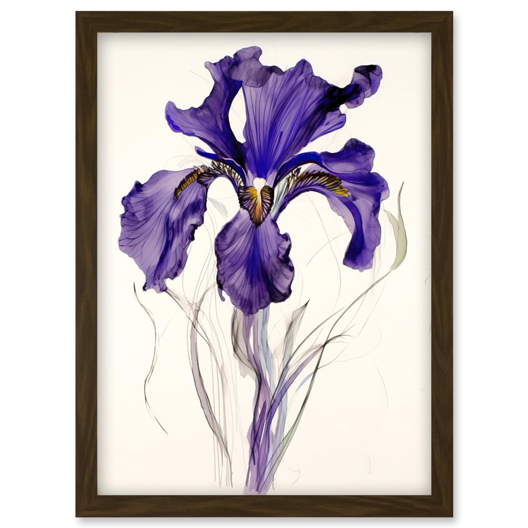 Artery8 Iris Reticulata Watercolour Flower Bloom Drawing Artwork Framed Wall Art Print A4