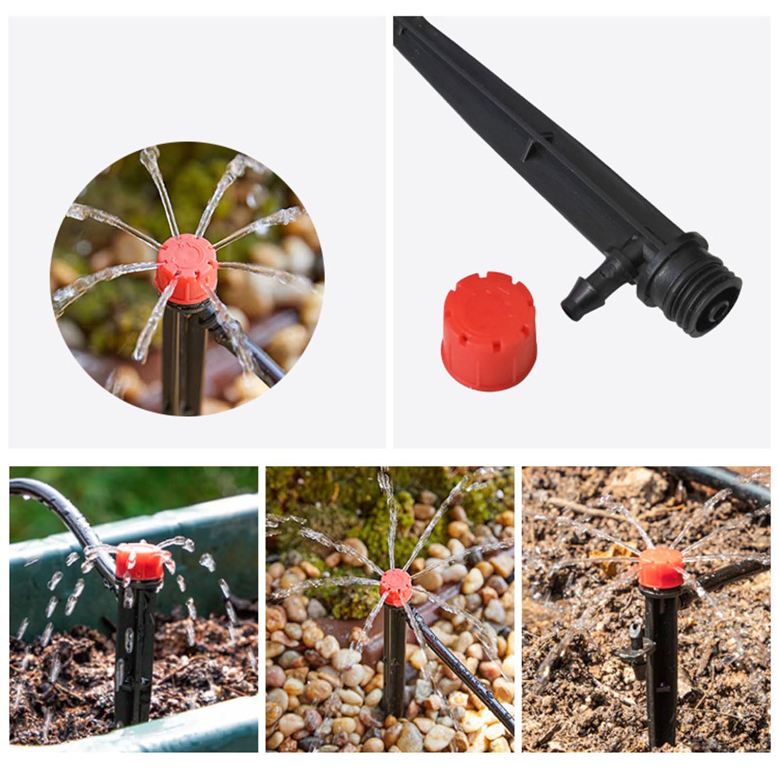 100 emettitori a goccia per tubi di irrigazione a goccia, gocciolatore regolabile a 360 gradi, gocciolatore da giardino, 8 fori, attrezzatura paesaggistica, accessori da giardino
