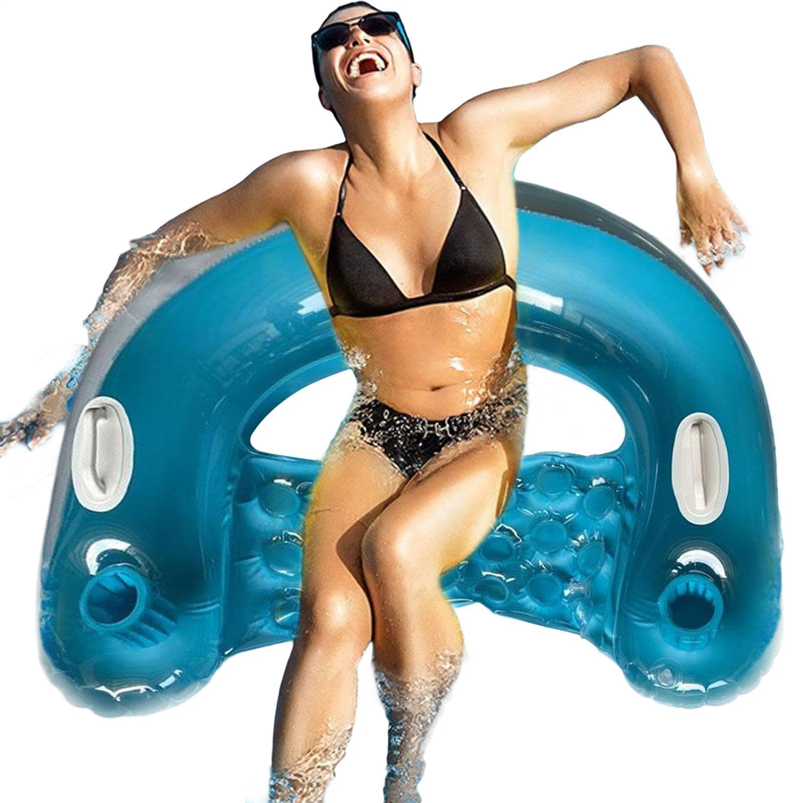 Gonfiabile per piscina per adulti, sedia galleggiante con portabevande, giocattolo per piscina, per giardino, campeggio, mare, tempo libero, attività all'aperto