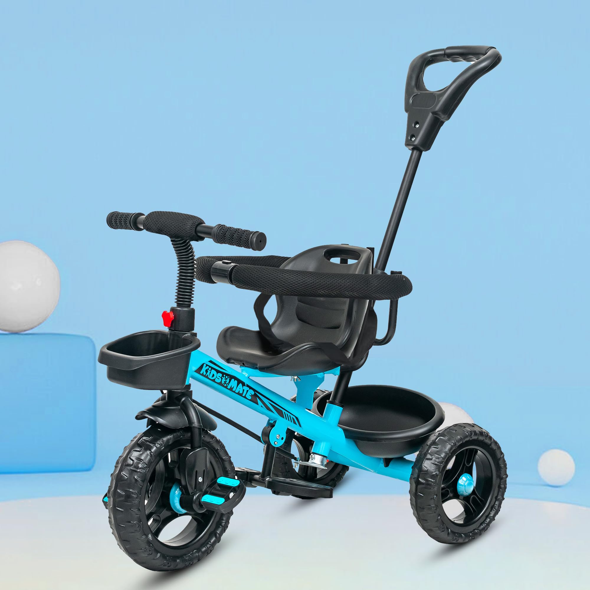 Kidsmate Zoom Trike Cycle for Kids 2-5 Years | Tricycle for Kids | Tricycle for Boys & Girls | Baby Cycle with Anti-Skid EVA Wheels, Bell, Front & Rear Basket, Comfortable Seat | 30kg Capacity - Blue — Amazon image 11
