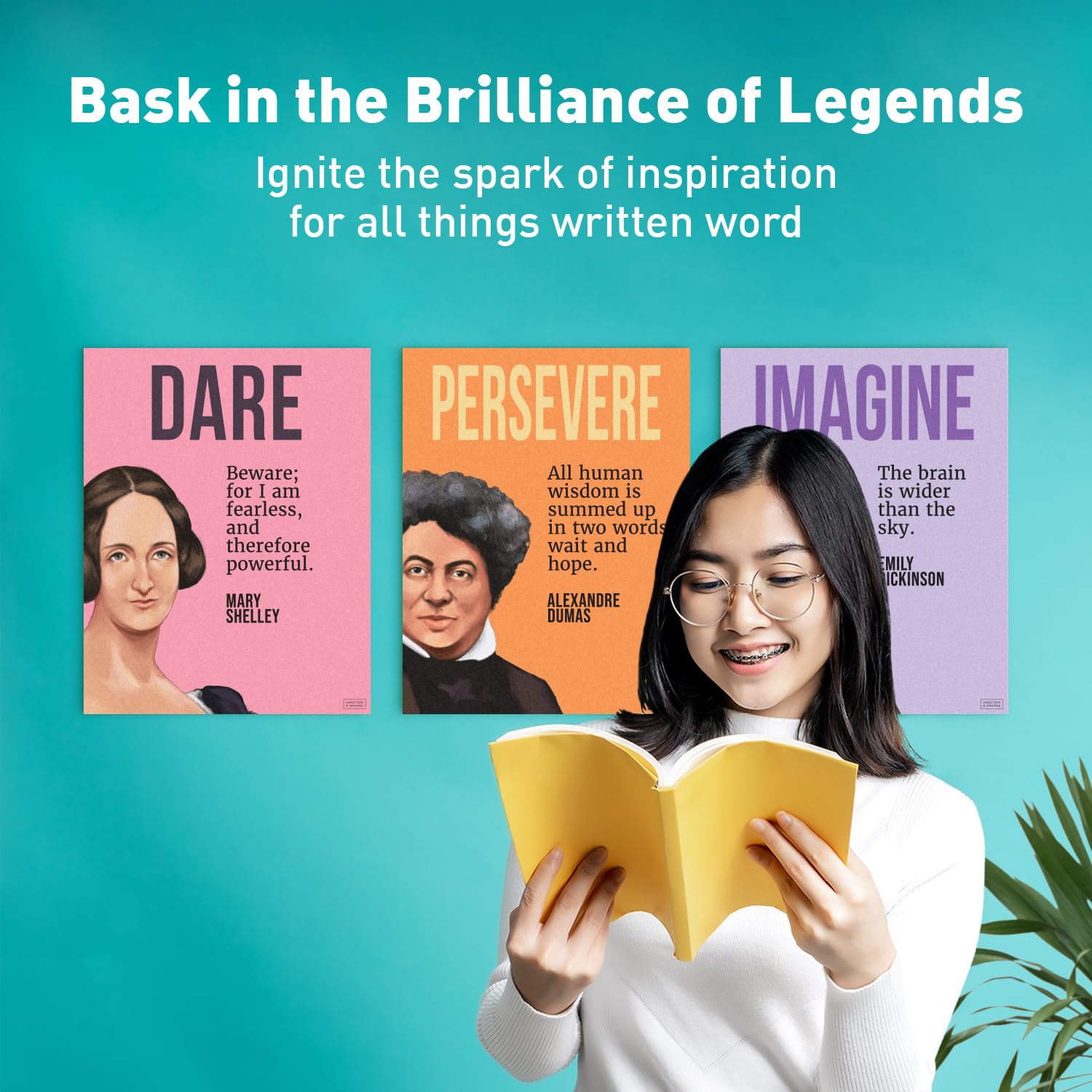 S&O Autors Literaturposter für englische Klassenzimmer-Dekoration, inspirieren Sie mit englischen Flyern für Hoch- und Mittelklassenzimmer, Literaturmotivierte Werbetafel für Bibliotheksdekoration,