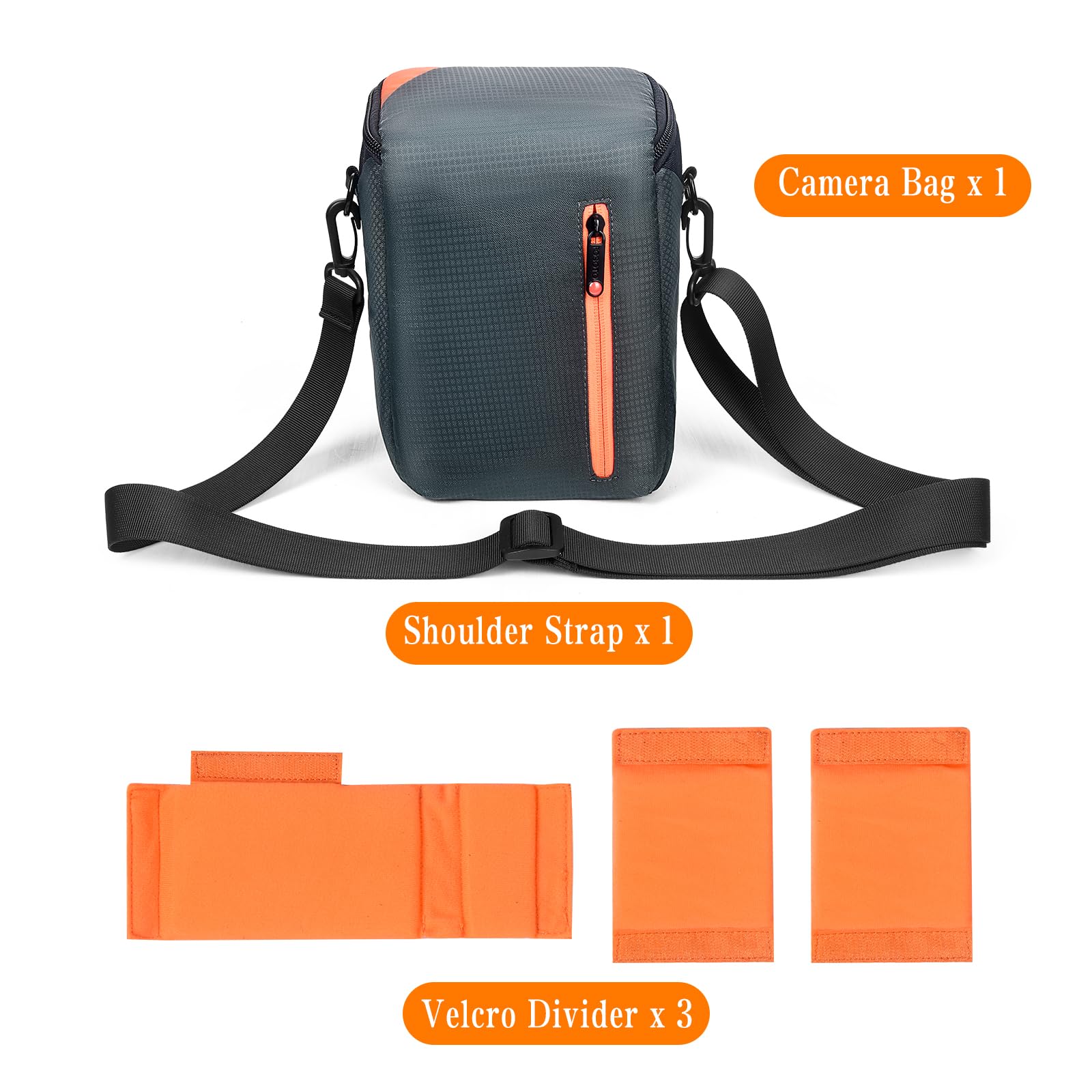 FOSOTO Kompakte Kameratasche Spiegelreflex, Schnellzugriffstasche für SLR, Zoomobjektiv, Kabel und Zubehör,Umhängetasche Schultertasche Kompatibel mit Canon, Nikon, Sony, Panasonic