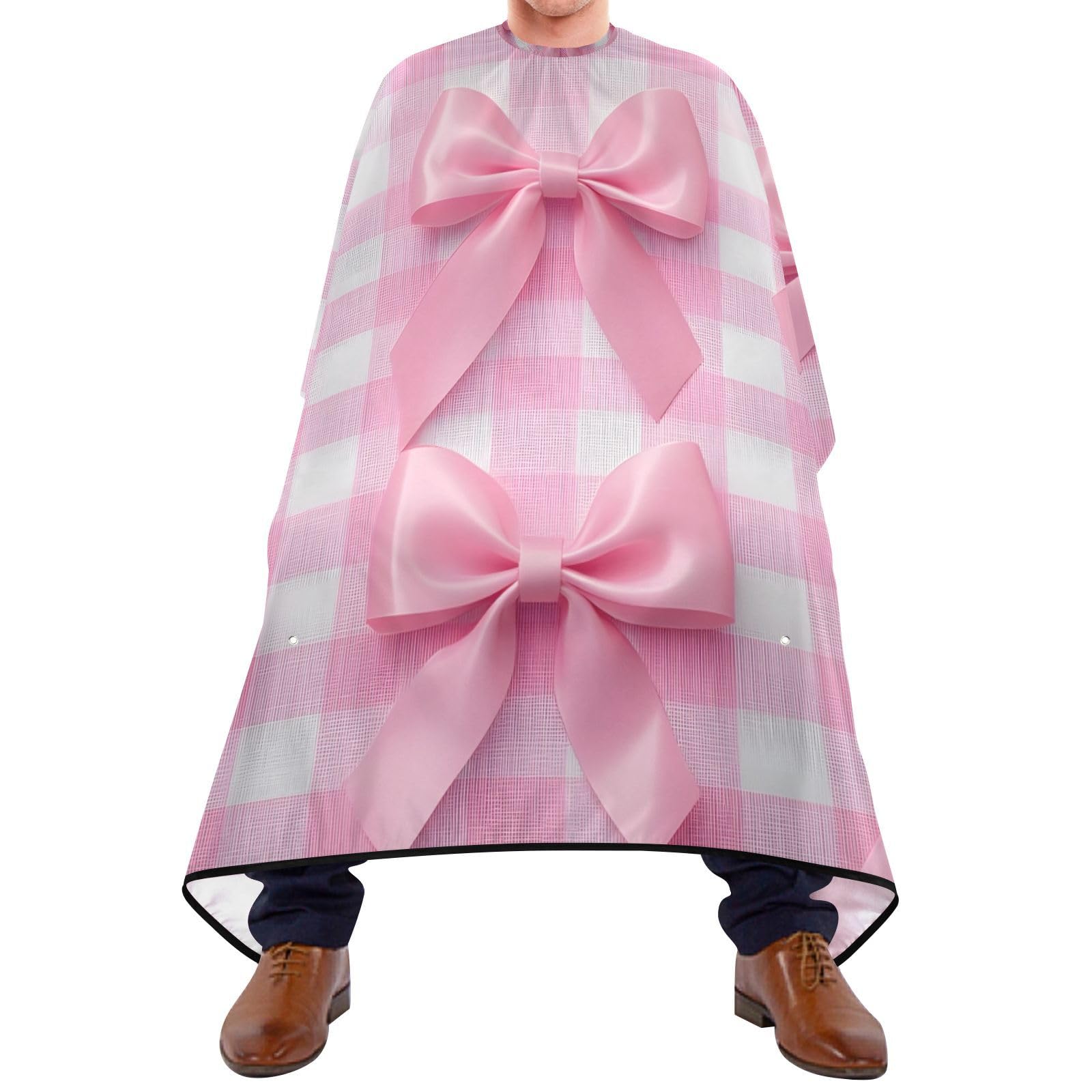 Hezely Pink Bow Hair Dye Cape, Barber Cape for Adults,Waterproof Salon Cape,Waterproof Hairdressing Styling Hair Cutting, 65