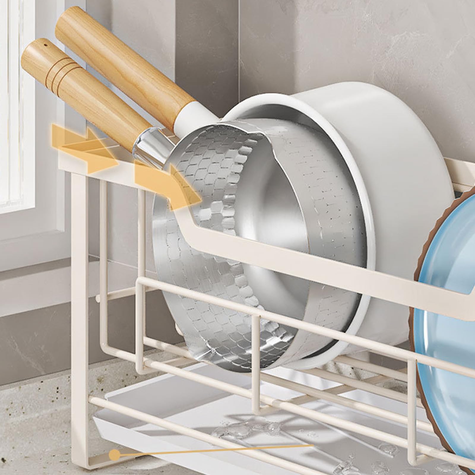 Escurreplatos 2 Niveles Vertical Fregadero Cocina Ahorro Espacio Blanco | Estrecho Escurre Platos Pequeño Vertical sobre Fregadero para Cocina, Ahorra Espacio para Fregadero y Encimera