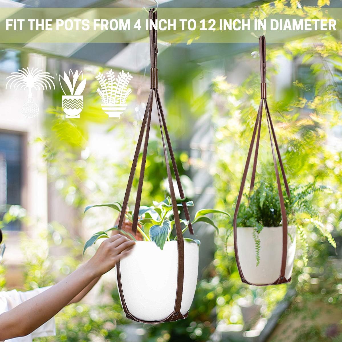 VISEMAN Hanging Planter Adjustable Holder, Plant Hanger Indoor Decor, Hanging Planter Leather for Outdoor Plants and Succulents