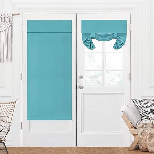 Miniatura 65 de Deconovo Cortina opaca de Navidad para puertas de vidrio y luces laterales, panel de privacidad con aislamiento térmico con doble bolsillo para