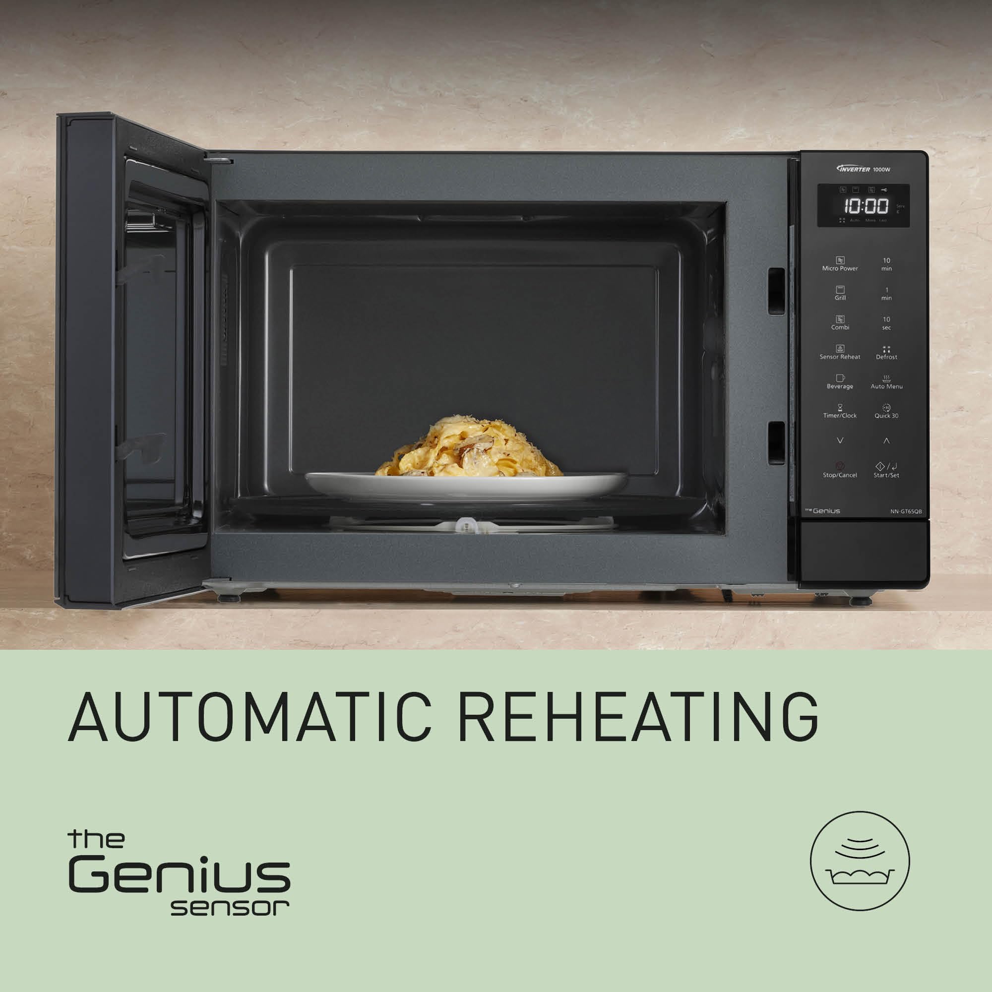 Panasonic NN-GT65QBEPG 31 L Four à Micro-Ondes Combiné, 1 000 W, Cuisson Combinée, 7 Niveaux de Puissance, Décongélation Turbo, LED, Plateau Tournant, Noir