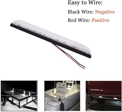 Miniatura 3 de NPAUTO 4 unids 8 "blanco LED barra de luz de utilidad 18 LED Utility Strip impermeable barco arco luz marina navegación 12V