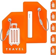 Teskyer 5 Pieces Luggage Identifier – Silicone, Visible, Durable, Soft, with Steel Rings, Travel Accessories, Orange