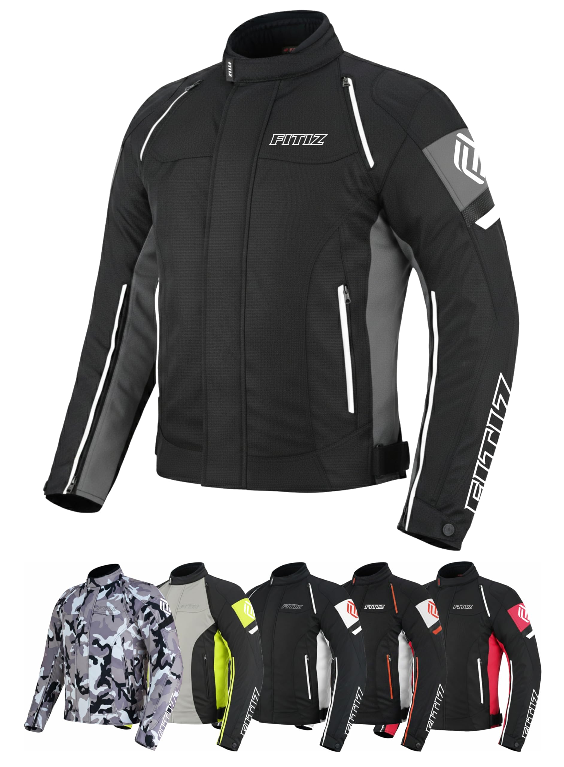 Veste de moto de qualité supérieure pour homme - Avec tissu Cordura - Coupe-vent - Coupe-vent - Pour la course et l'équitation - Protections homologuées CE