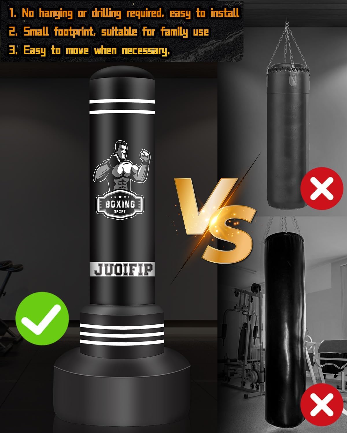 NZQXQJXZ Sacco da boxe da terra - sacco da boxe adulti autoportante da 180 cm - sacco boxe gonfiabile con sacchetto di sabbia per allenamento MMA Muay Thai