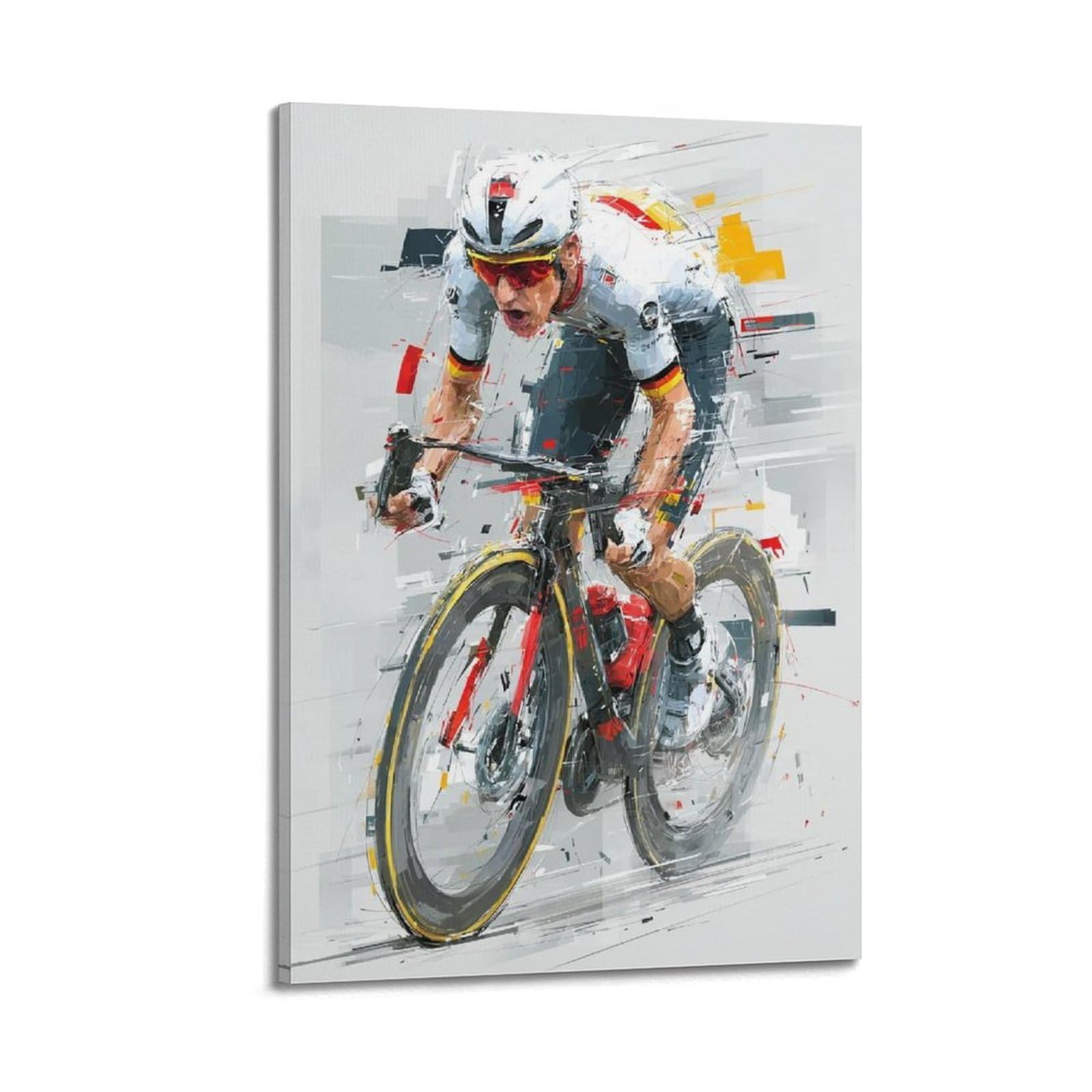 XKUGA Poster con stampa su tela, motivo: corsa ad acquerello, ciclismo, bici da strada, sport, estate, moderno, decorativo, decorazione artistica da parete per famiglia, grotta degli uomini, sala