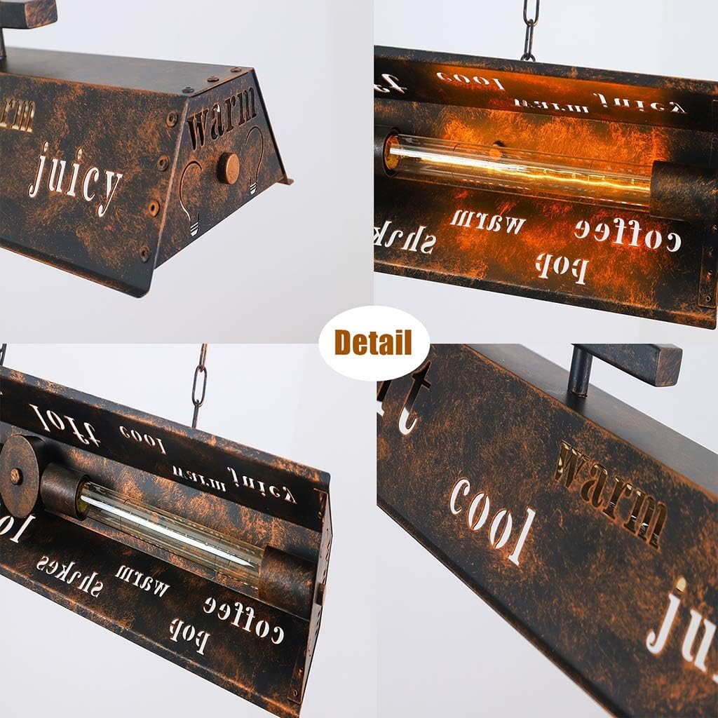 Wееklу Tор Sаlе Farmhouse Chandelier Industrial Pendant Lighting Metal Hanging Pendant Light Pendant Kitchen Island for Pool Table Kitchen Island Living Dining Room Bedroom Bar Retro Letters Pendant Lamp E26