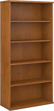 Bush Business Furniture Series C Tall 5 Shelf Bookcase in Natural Cherry, Large Storage and Display Bookshelf for Home or Professional Office