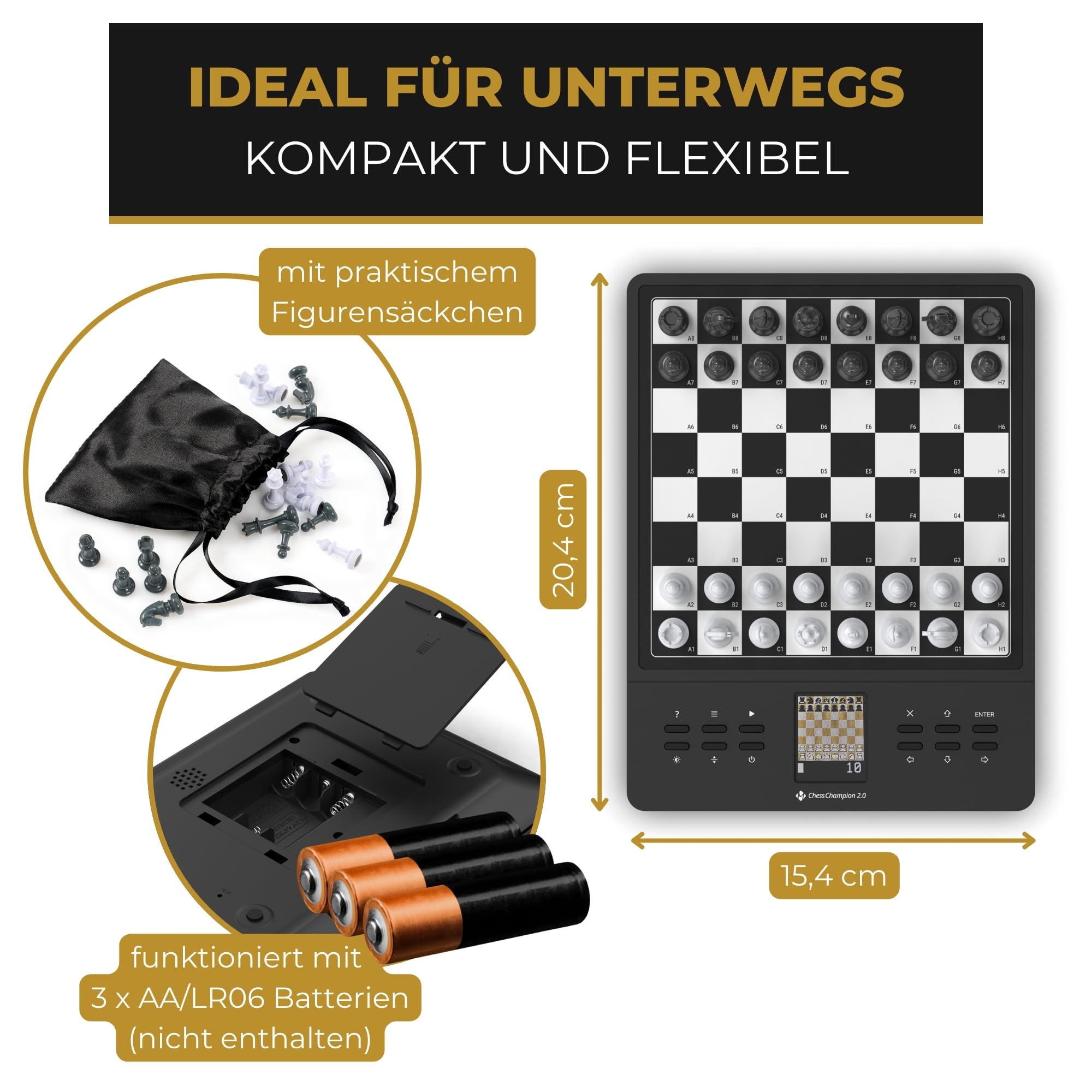 Millennium M808 ChessChampion 2.0– Dein Smarter Schachtrainer mit Tipps, Zugvorschlägen & Mini-Spielen – Perfekt für Einsteiger & Anfänger jeden Alters, 21cm Spielfläche