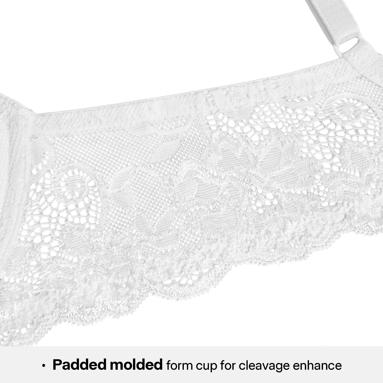Wingslove Reggiseno Donna Pizzo Sexy Push Up con Ferretti e Imbottitura - Supporto Ottimale per Curve Sensuali(Bianco,4A)