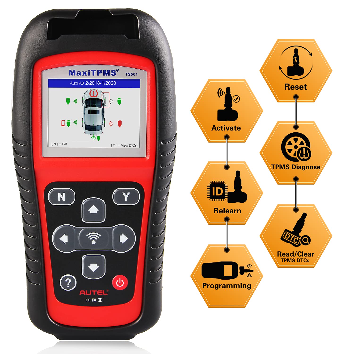 Autel MaxiTPMS TS501 TPMS Relearn Tool, Autel TS501 TPMS Reset Tool Activate All Tire Sensor Scanner