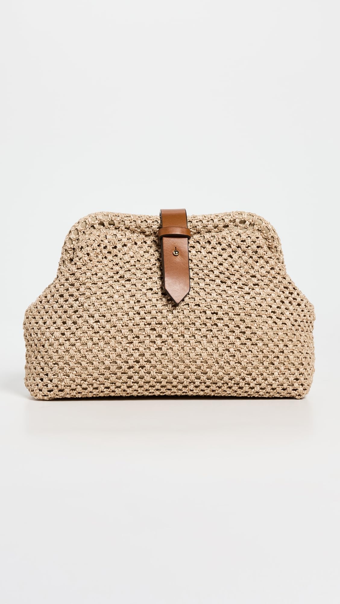 Caterina bertini Women's Woven Clutch, Natural, Tan, One Size