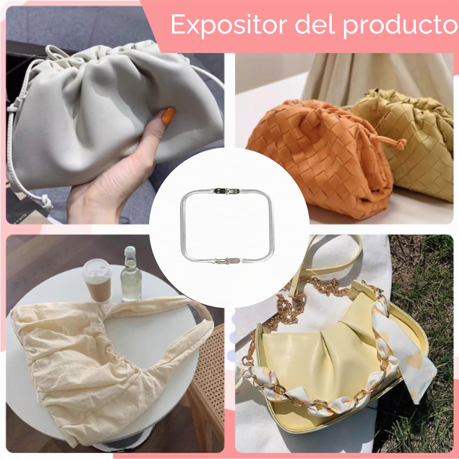 2 PCS Bolsas con Cierre de Gancho y Marco en U (20 x 9,2 cm) para DIY, Cierres de Gancho y Beso en Aluminio, para Bolsos de Noche y Organizadores, Sistema de Cierre para Creaciones Personalizadas (2)