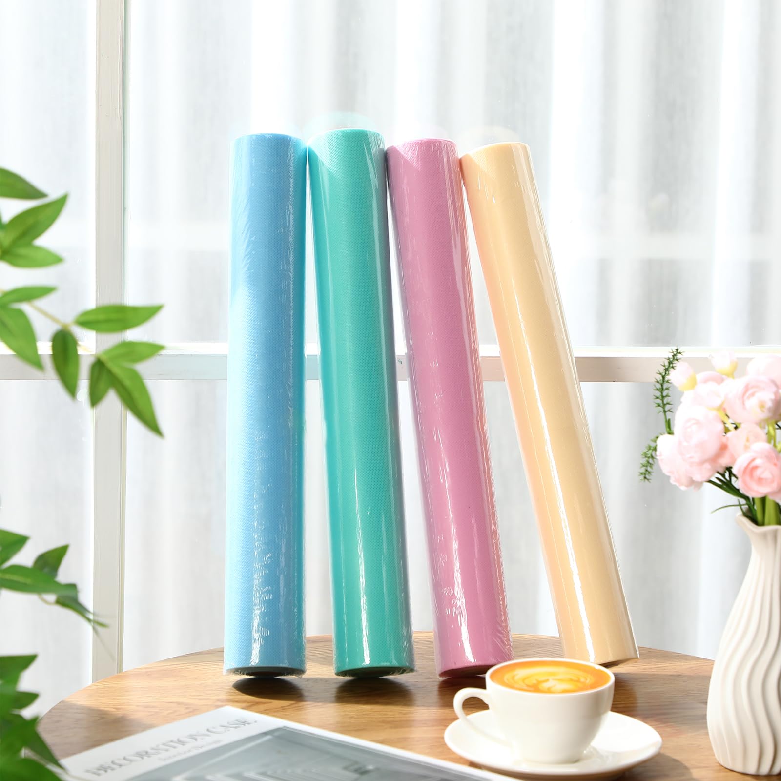Skyygemm 4 Rollen Pinnwand aus Stoff, Pastellfarben, 40 cm x 6 m