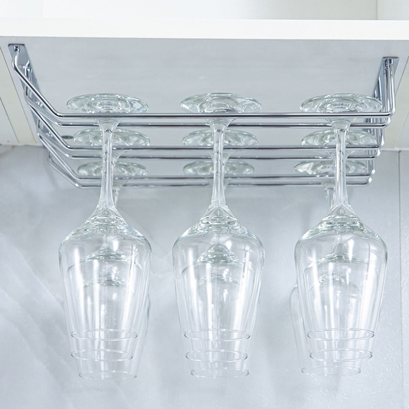 Portabicchieri Sottopensile In Acciaio Inox Con 3 Ganci - 41,9 X 22,9 Cm - Nero