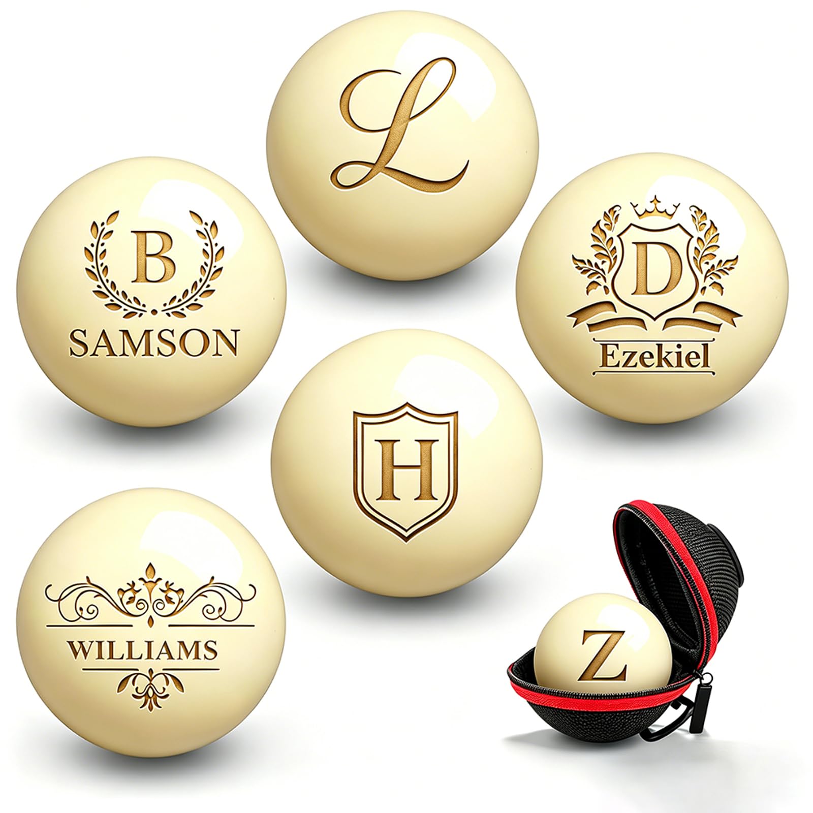 NGBEWU Personalised Billiard Cue Ball | Custom Engraved Monogram, Text & Logo Supplied with Storage Pouch, Ideal Billiards Gift for Dads, Husbands & Players – Perfect Birthday, Father’s Day Presents