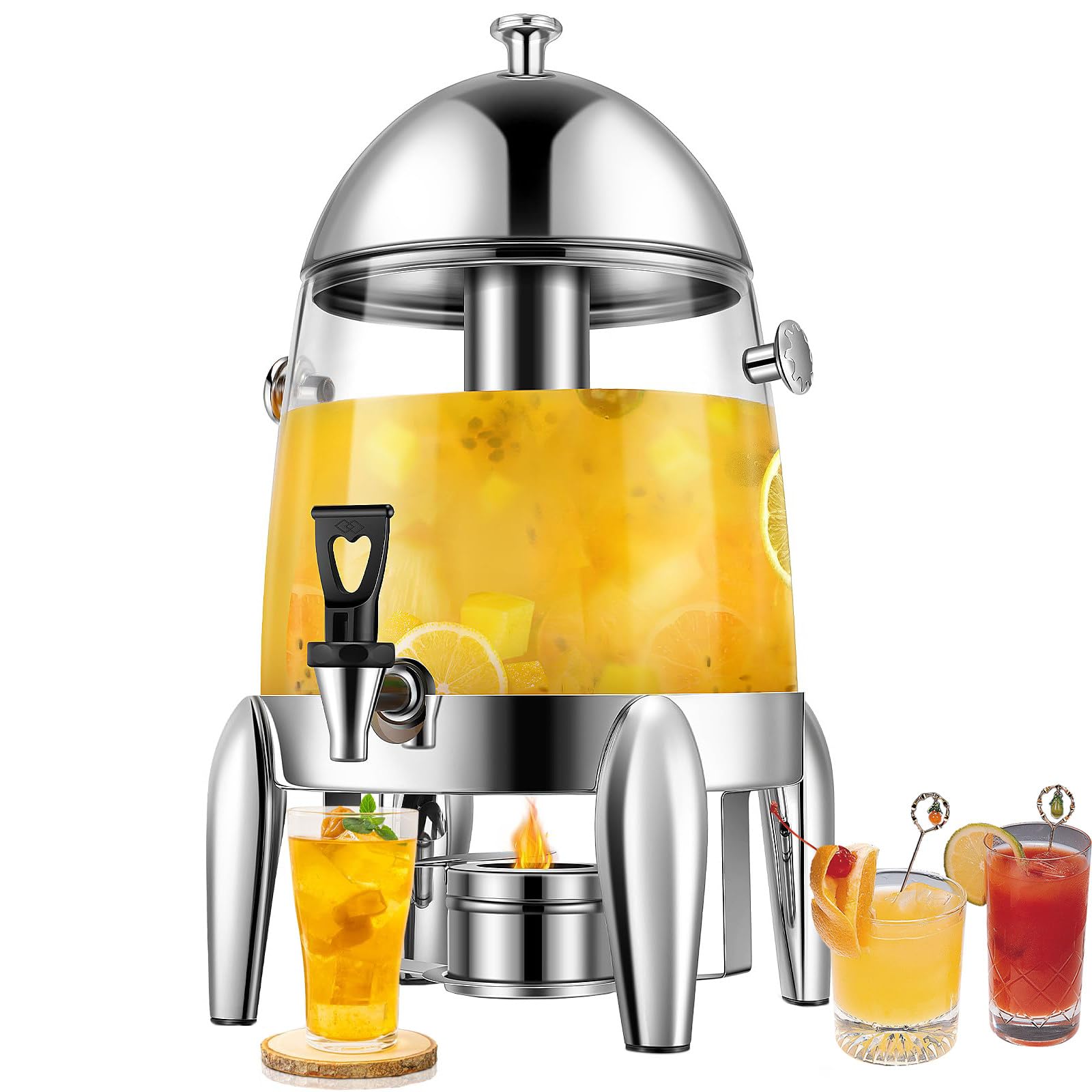 Dispensador De Bebidas Comerciales De 12 Litros, Dispensador De Jugo FríO Y Caliente (Calentamiento De Alcohol), Con Soporte Para Grifo Para Fiestas, Buffet, Catering, Para Café, Té, Leche, Jugo