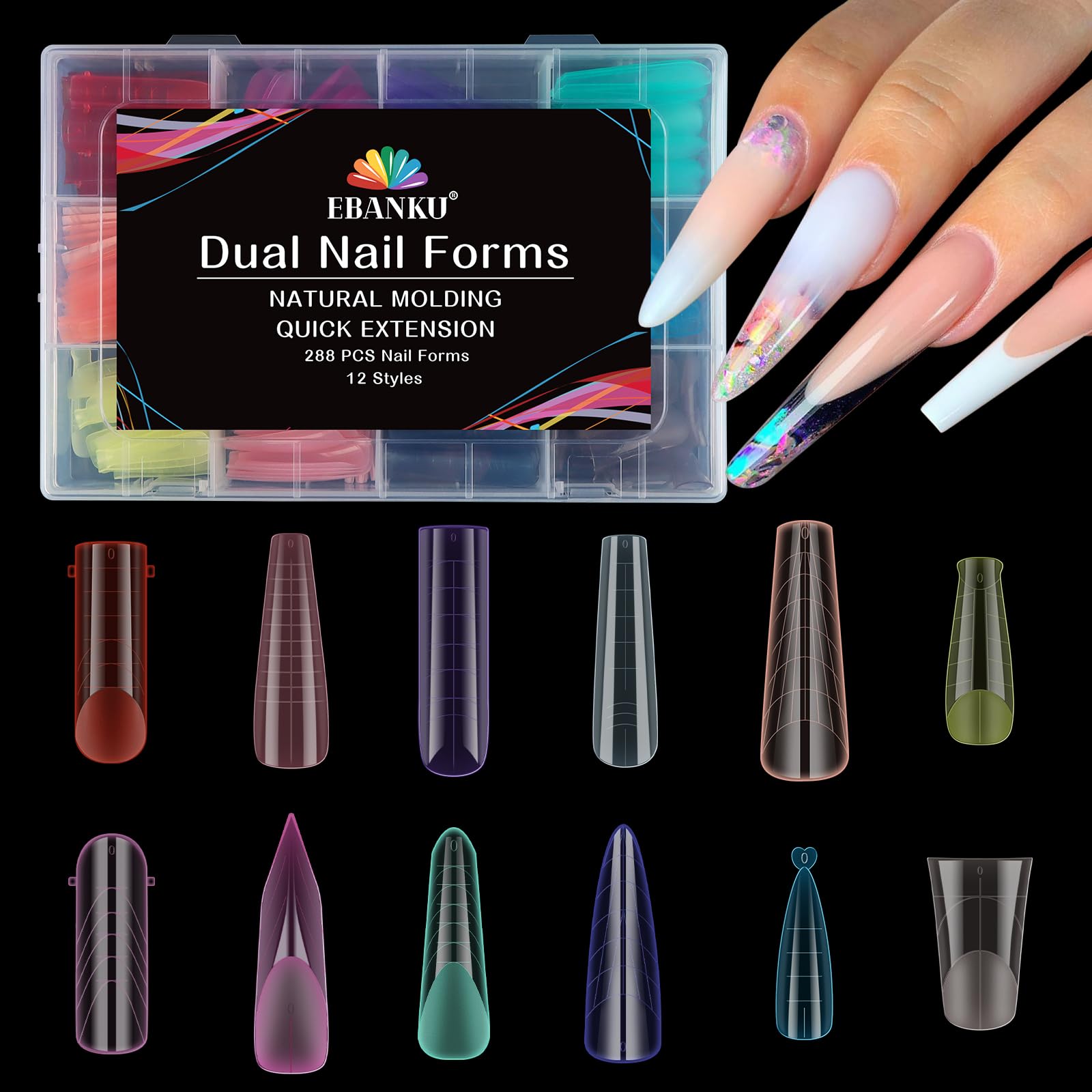 EBANKU 288 PCS Poly Gel Nail Forms