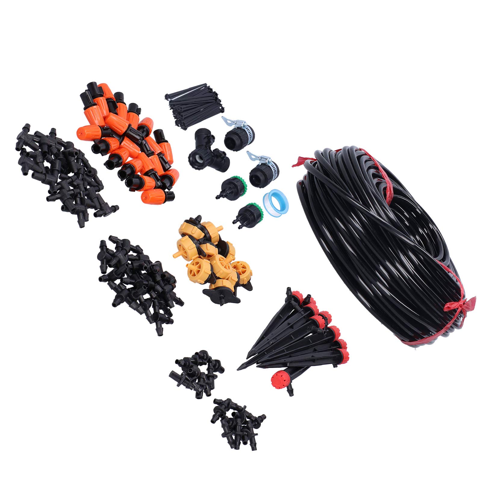 Kit di irrigazione a goccia 40M 4/7, kit per l’irrigazione del giardino con gocciolatori regolabili e valvola a doppio scarico, di irrigazione automatica per prato, serra e