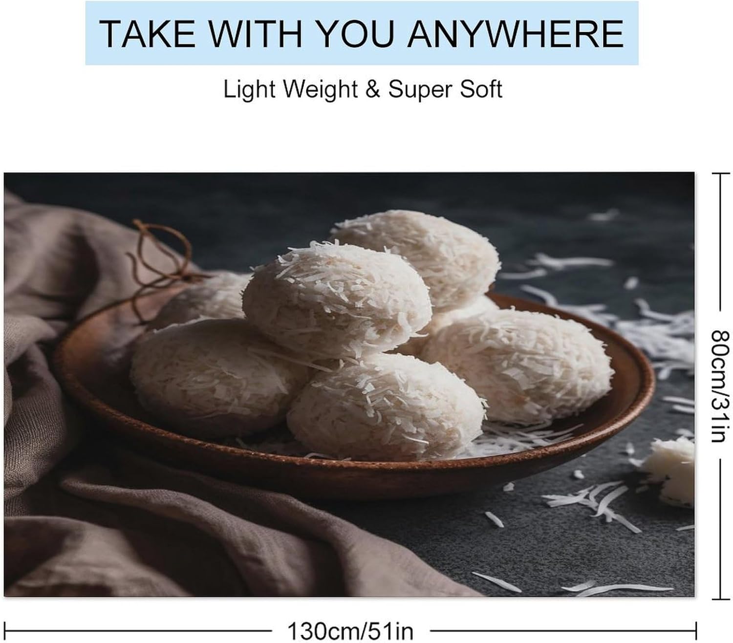 Swimming Towel, Dessert on Plate Printed Fashion Towel,Portable Towel,Durable Towel