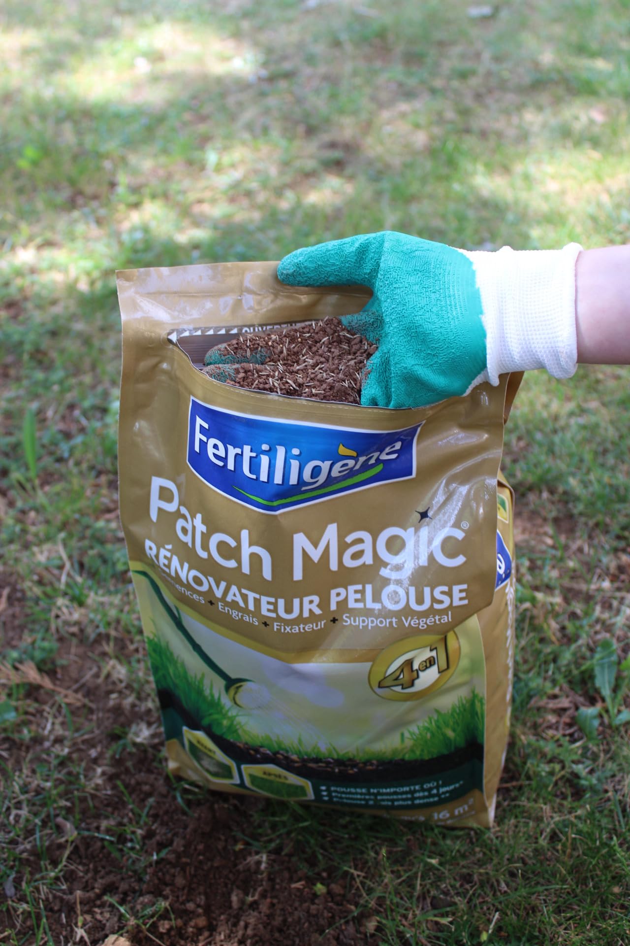 FERTILIGÈNE Patch Magic Rénovateur de Pelouse 7kg – Formule 4-en-1 – Pousse en 4 Jours – Pour 30 m²