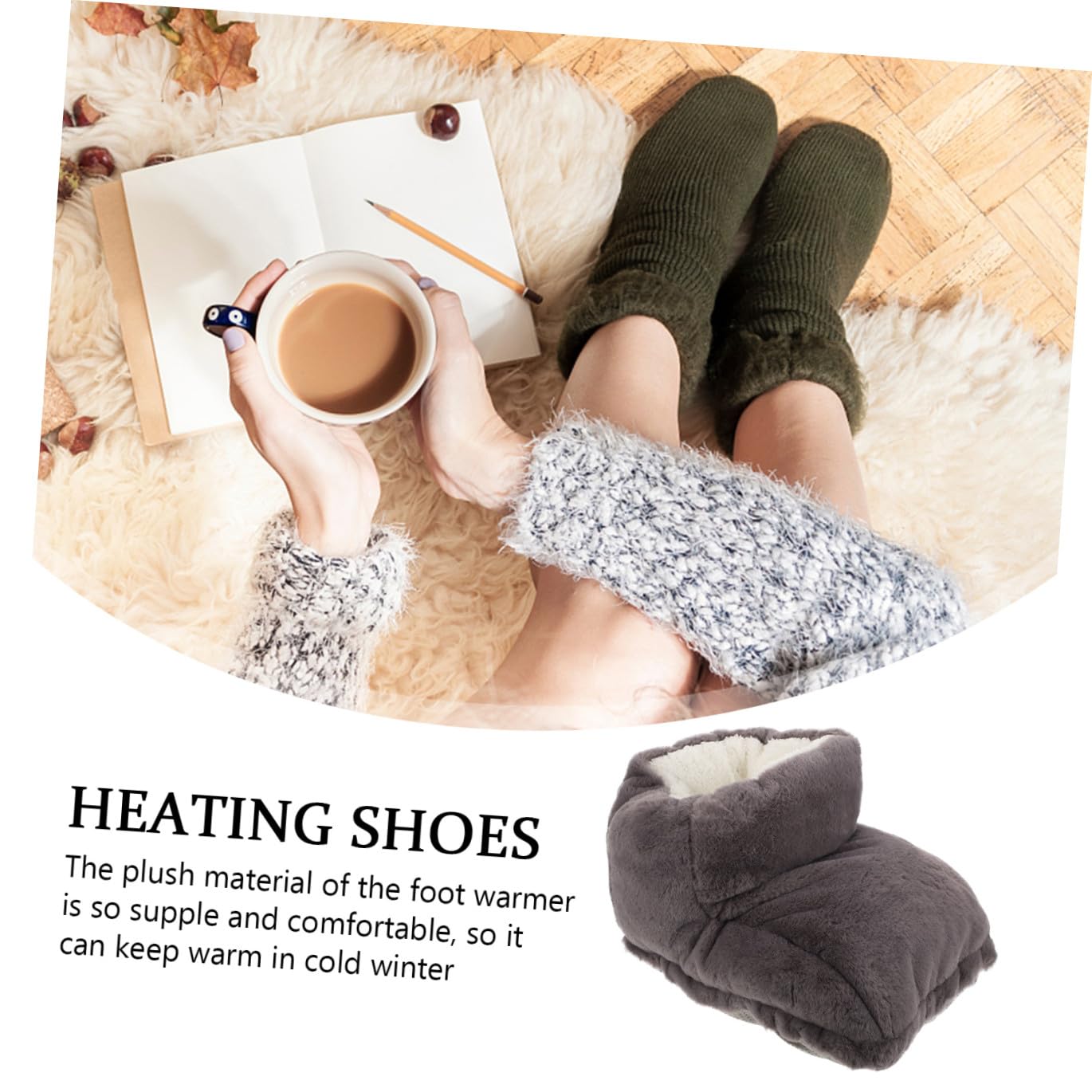 Hemobllo Chauffe Électrique USB Réutilisable pour Hiver Pantoufles Chauffantes Confortables