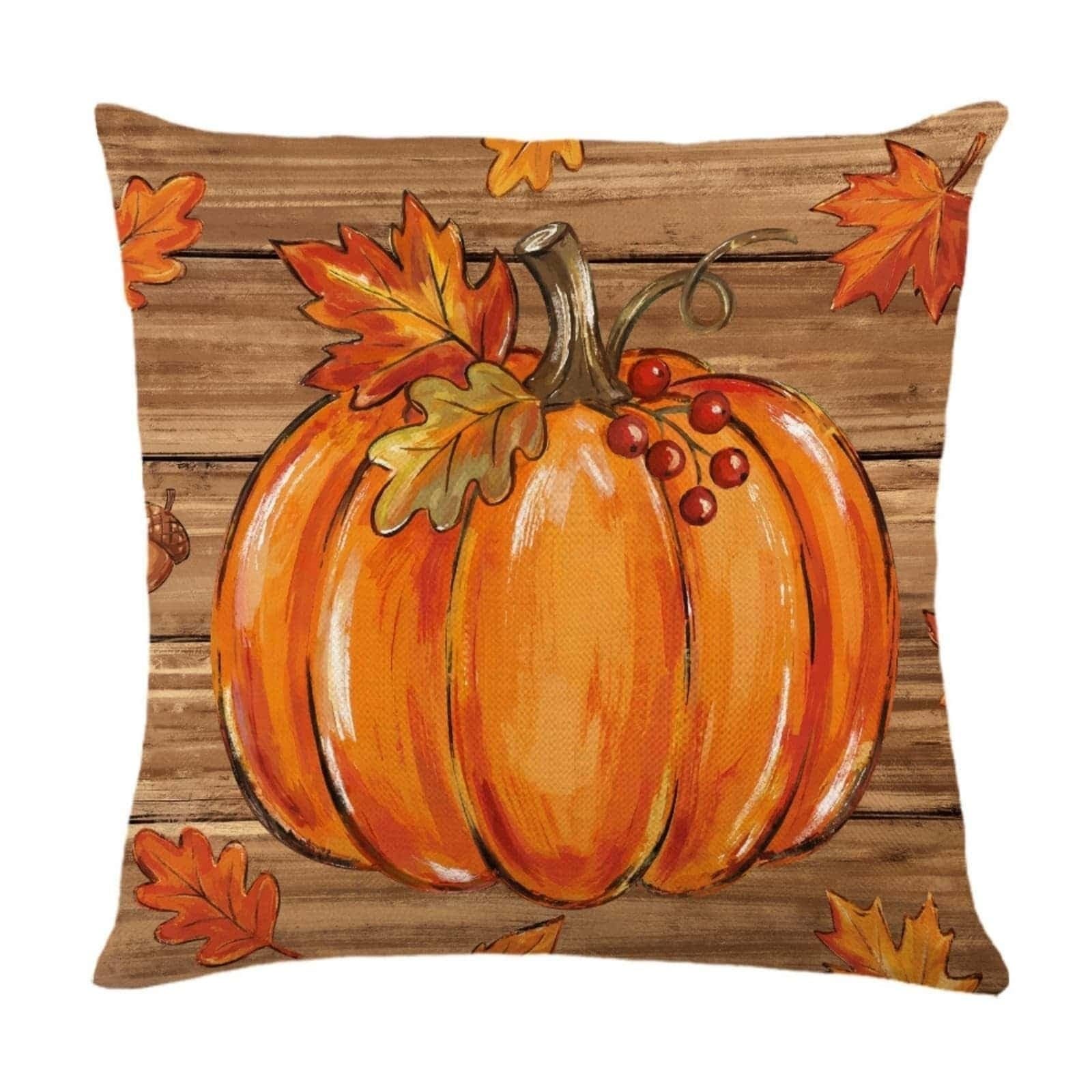 Cushion Covers 40cm x 40cm Orange Plants Sofa Cushion Cover Linen with Invisible Zippers,Throw Pillow Covers for Bedroom Home Decor