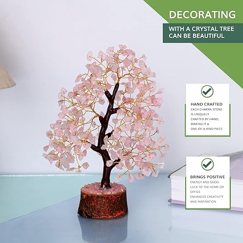 Miniatura 5 de Árbol de cuarzo rosa, piedras de chakras, cristales de reiki y piedras curativas, piedras preciosas y cristales, árbol de cuarzo, regalos