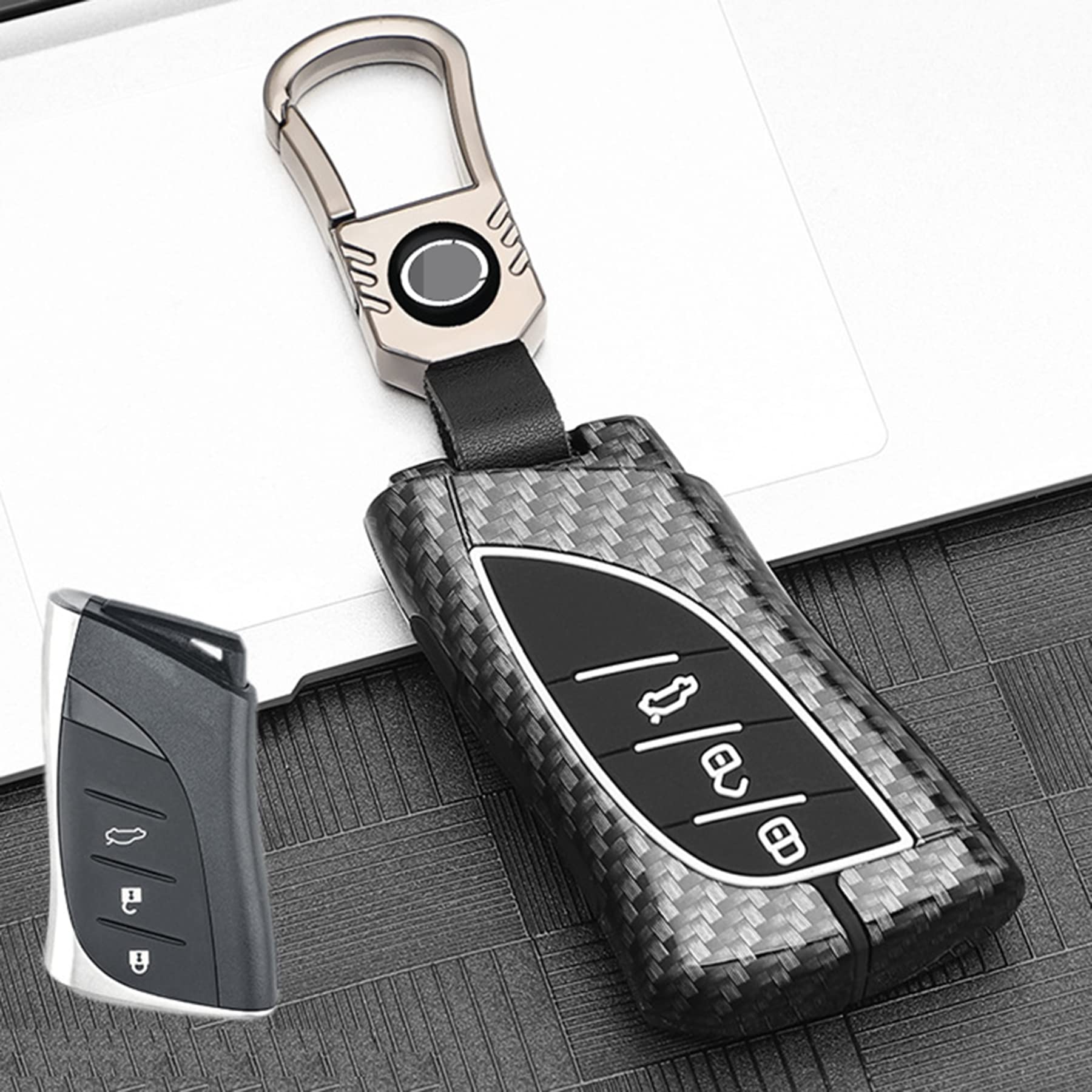 vol ã€ TTQKã€‘Key Case, Keychain,metal Key shell cover Compatible with Lexus ES200 RX300 NX350h ES UX260 LS car key housingã€ A Modelï¼ŒCarbon fiber patternã€‘
