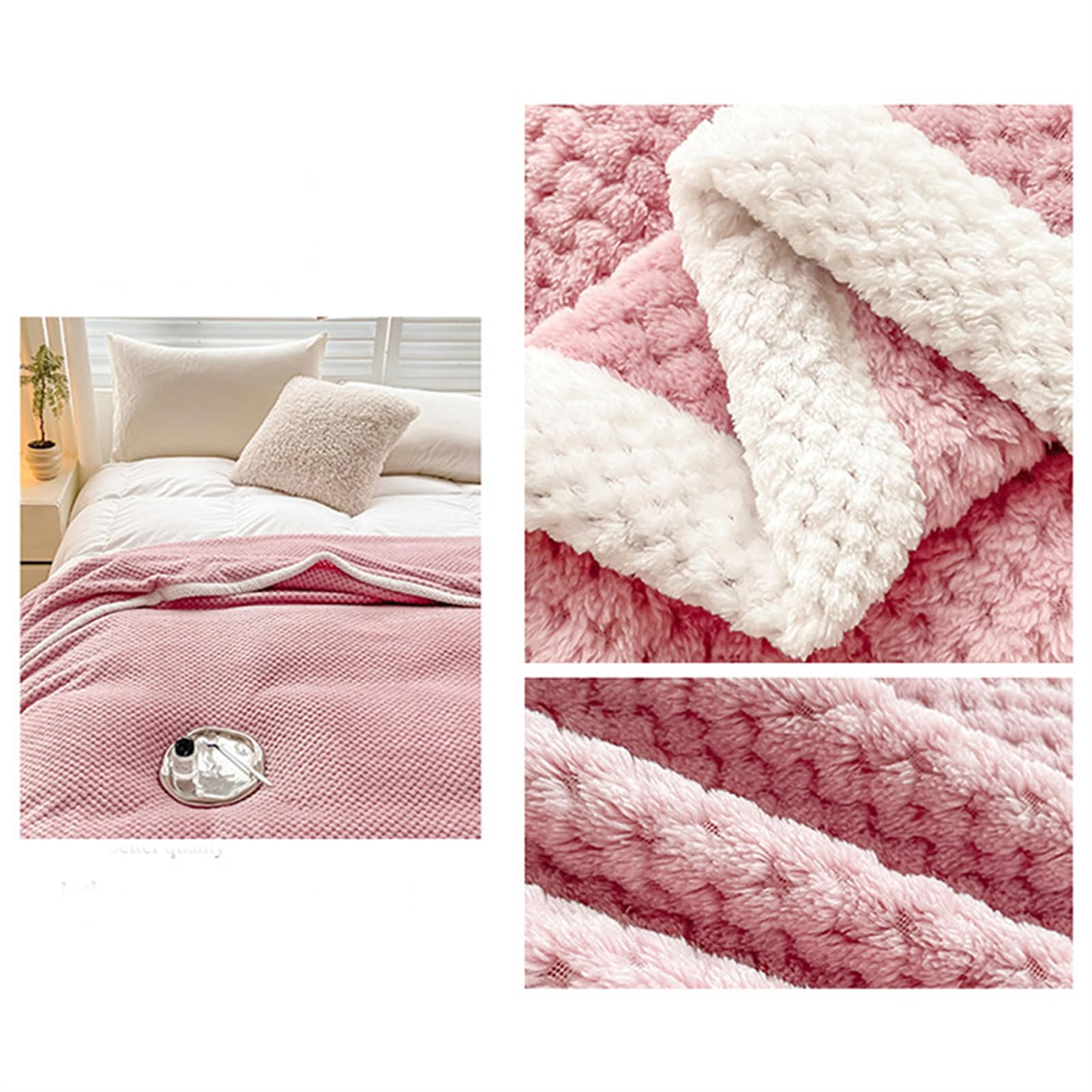 Mantas para Sofá Tacto Suave y Cálido Manta Sofa o Mantas para Cama Ligeras Mantas para Cama de Reversible 200 x 230 cm, Rosa