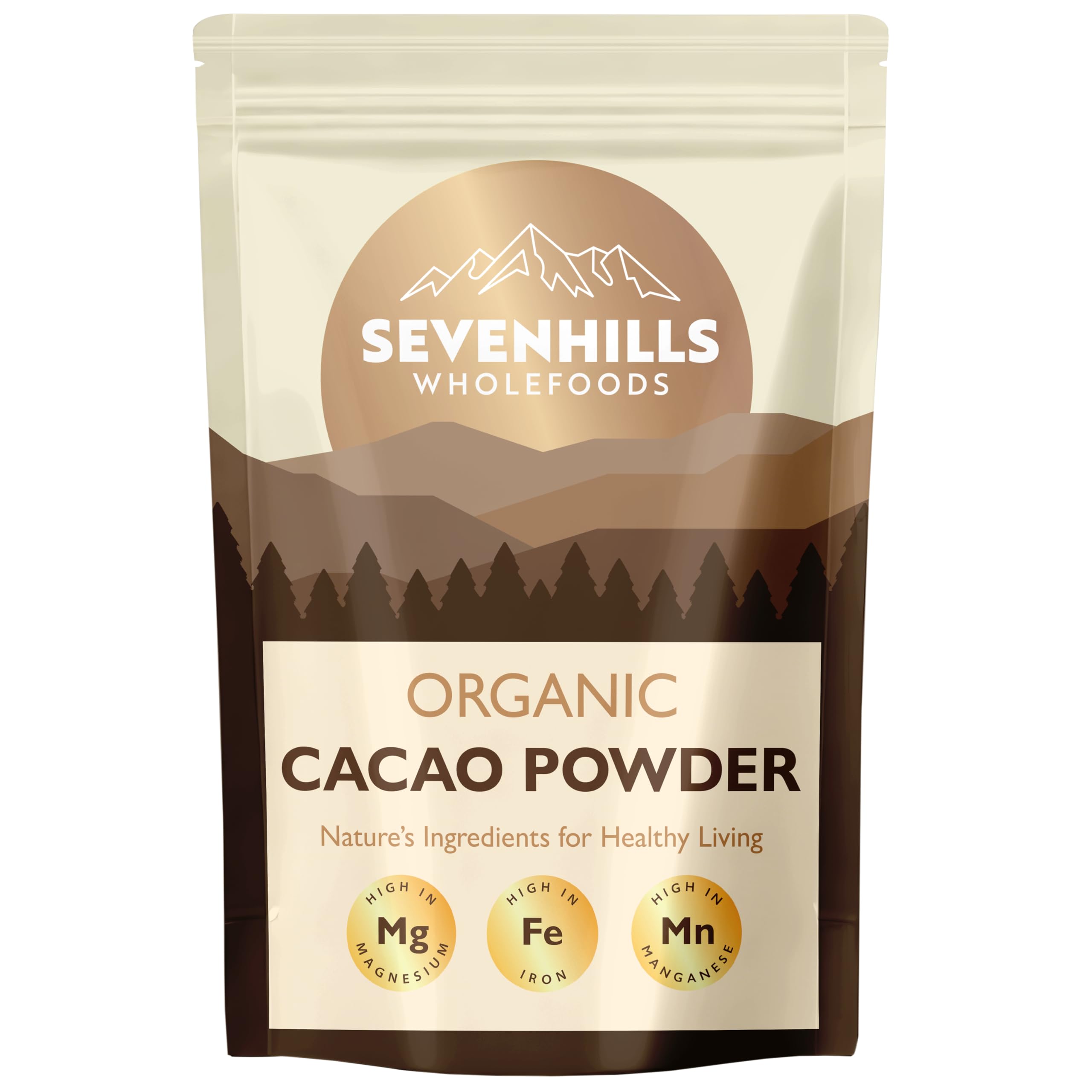 Sevenhills Wholefoods Organic Cacao/Cocoa Powder 1kg | Natural Source of Potassium & Manganese | Pure & Vegan for Hot Chocolate, Smoothies & Baking | Unsweetened & Non-Alkalised | GMO Free