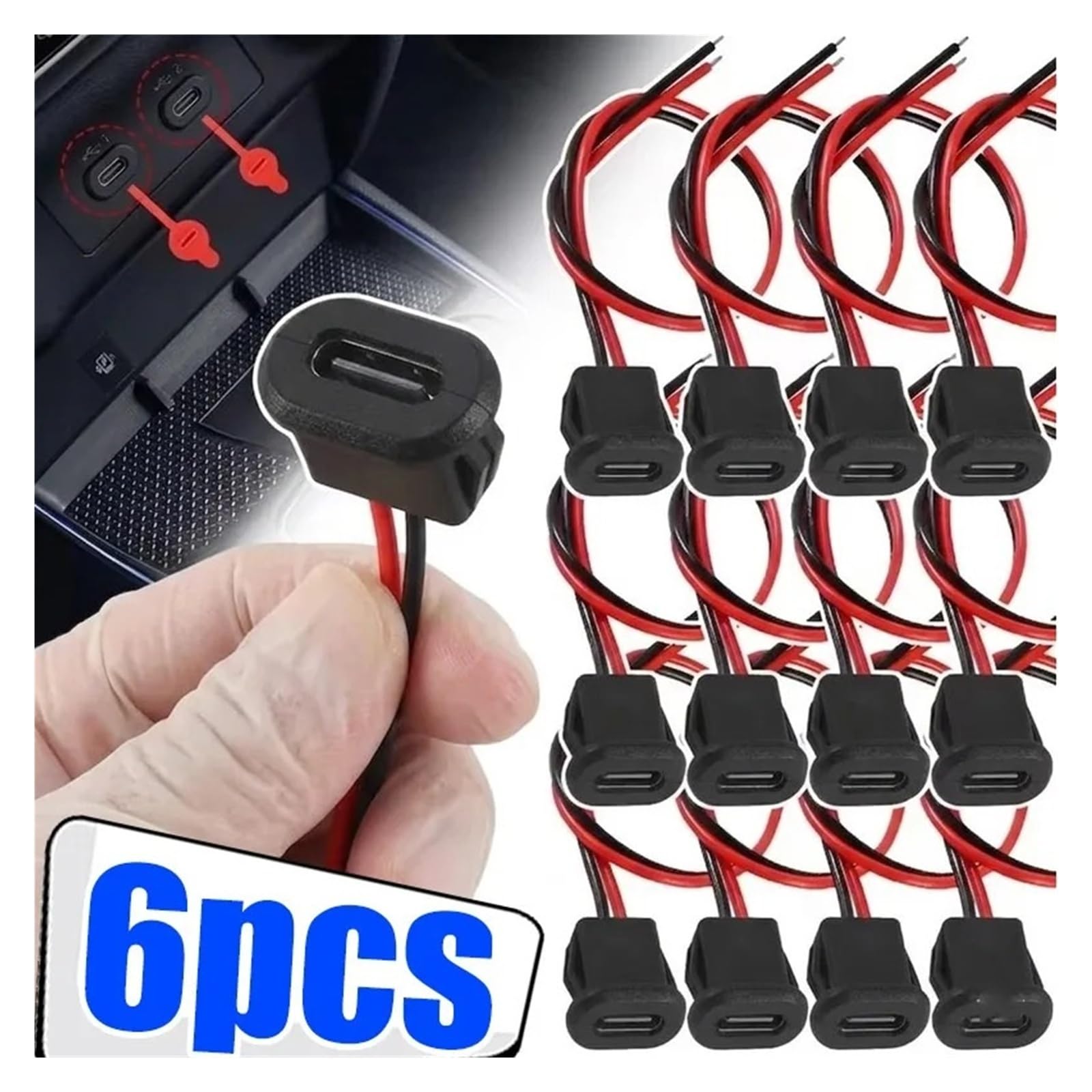 Złącze żeńskie USB typu C 3A Charging Jack Port z klipsem na kartę (zestaw B-White) (2 szt.)