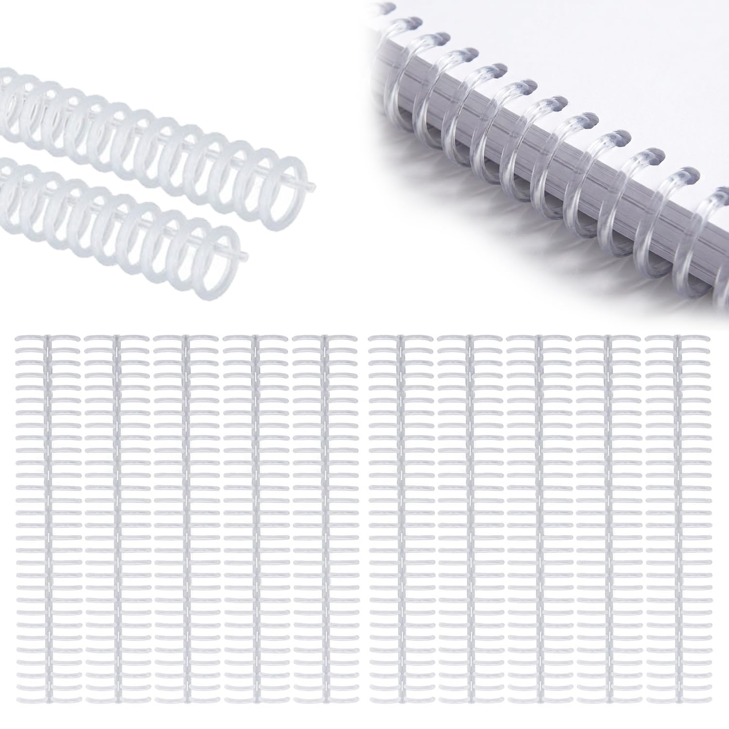 10 Pièces D'épines de Reliure en Plastique, Peignes de Reliure de 19 mm/0,75 Pouces de Diamètre, 30 Anneaux, Capacité de 150 Feuilles, Bobines de Reliure en Spirale Auto-coupantes (Transparent)