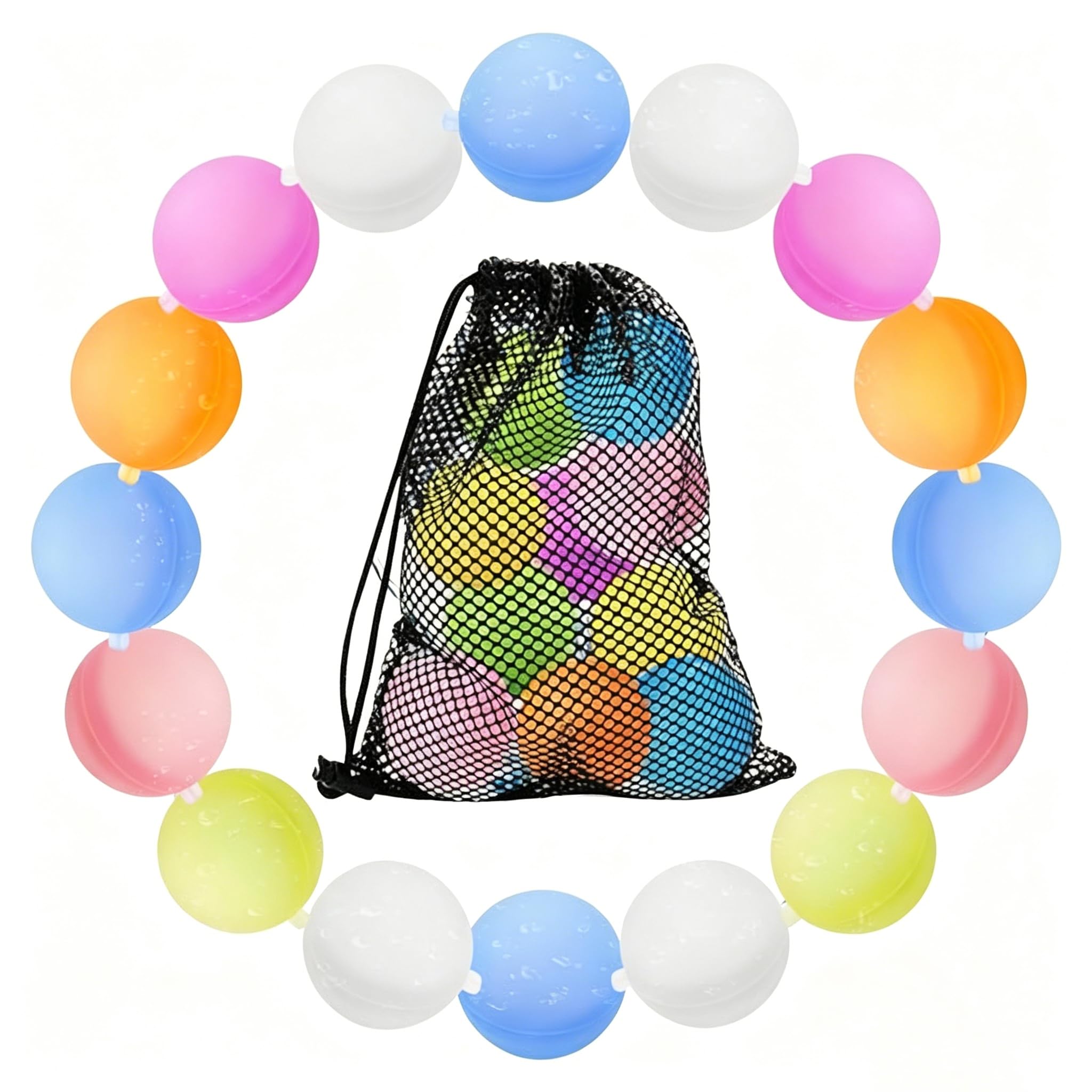 Falafoty 12PCS Reusable Water Balloons for Kids, Colorful Self-Sealing Quick Fill Water Balloons, Fast Fillable Water Bombs Spray Balls for Summer Garden Pool Beach Party Outdoor Games Water Toy (C) — image 1