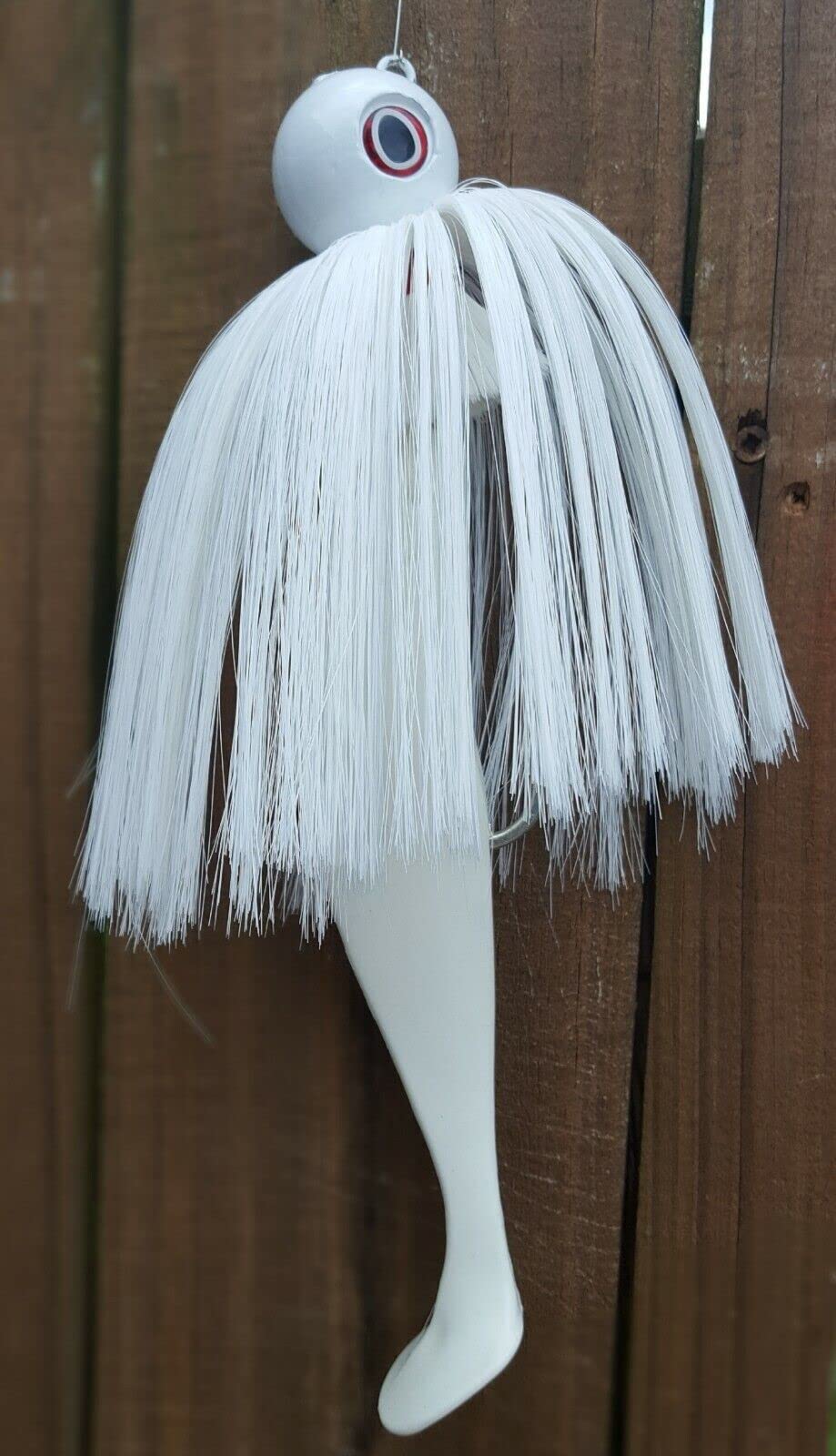 "Mojo" Trolling Striper Rockfish Nylon 2-10/0 Mustad Hooks Shad Lure Jig - White 28 oz