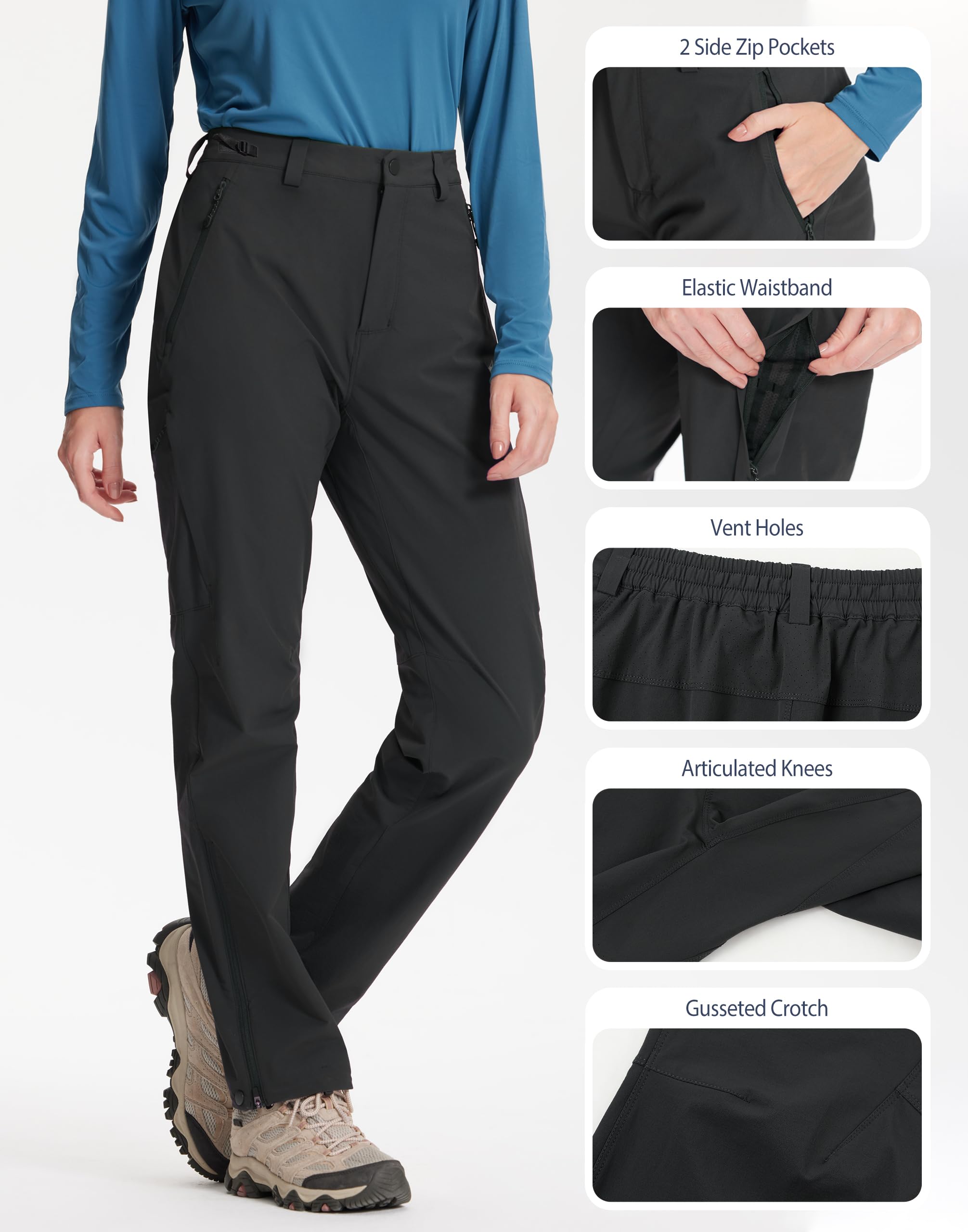 Pioneer Camp Pantaloni da trekking da donna per attività all'aria aperta, con tessuto elasticizzato a 4 vie, impermeabili, traspiranti, ad asciugatura rapida, per primavera, estate, autunno