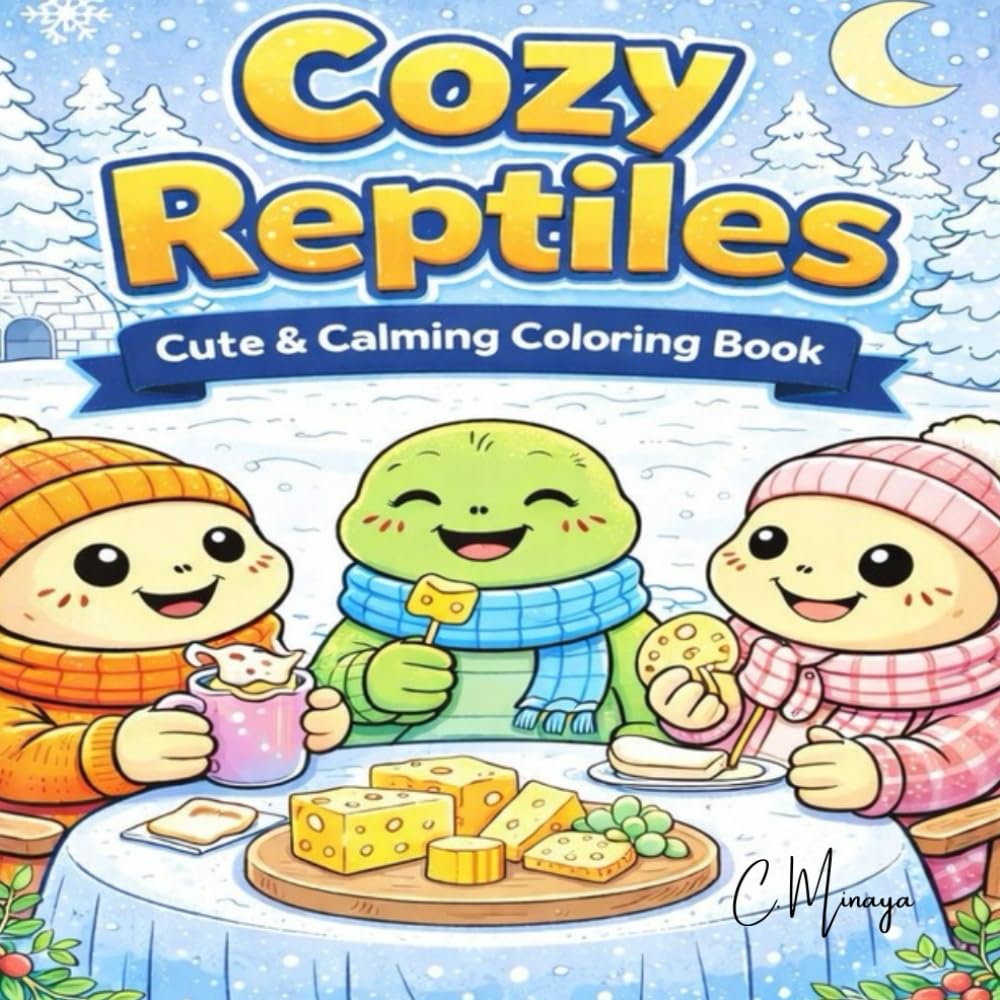 Cozy Reptiles: Cute & Calming Coloring Book (Cozy, Cute, & Calming)