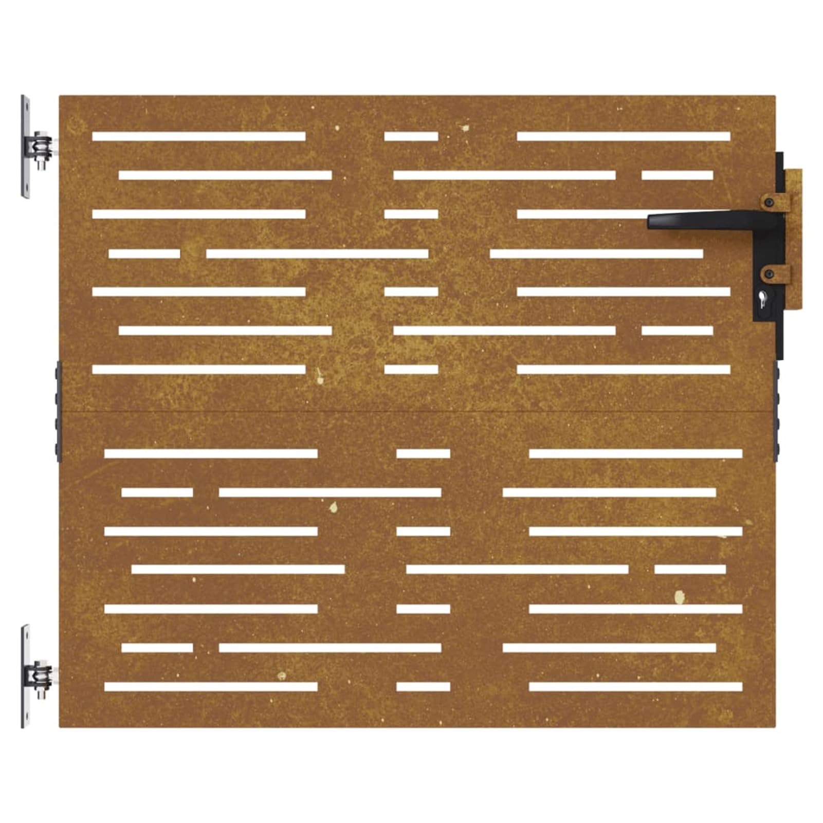 Brama ogrodowa, 85 x 75 cm, stal Corten, kwadratowa, metalowa brama ogrodowa, ogrodzenie zewnętrzne, ocynkowana brama skrzydłowa, garnitur, ogród, patio lub taras