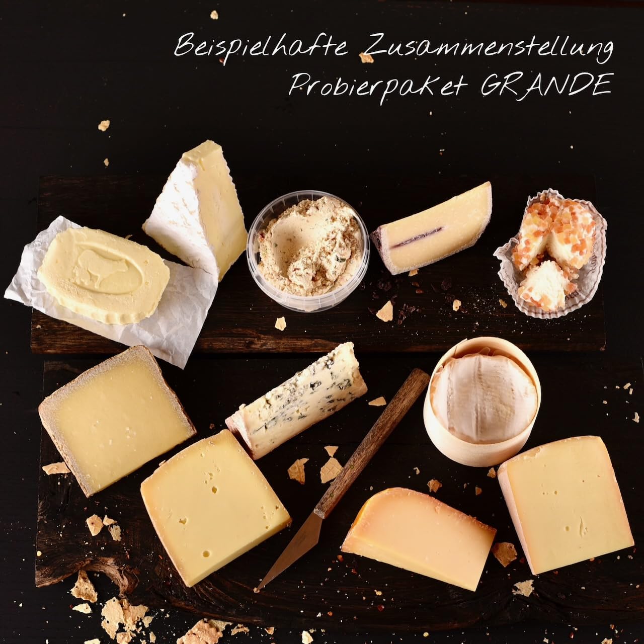 Käseplatte 'Probierpaket Überraschungsauswahl' | GRANDE 9-12 Sorten Käse = 1500g | Grußkarte GRATIS