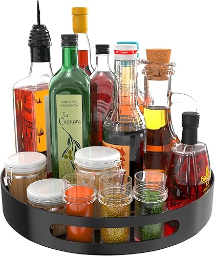 Lazy Susan - Organizador de tocadiscos  Organizador de condimentos de metal ultra resistente de 12 pulgadas para gabinete de mesa despensa